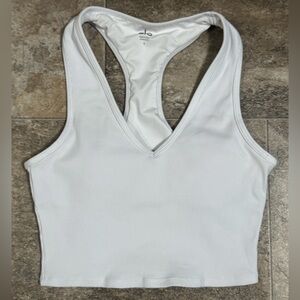 Alo Yoga Goddess Ribbed cropped racerback tank in white